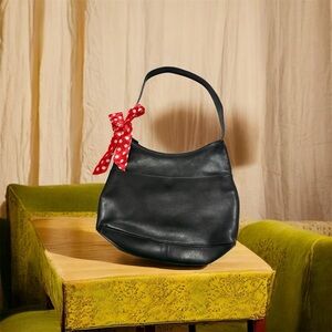 Relativity Black Hobo Bag with Red Bow Accent